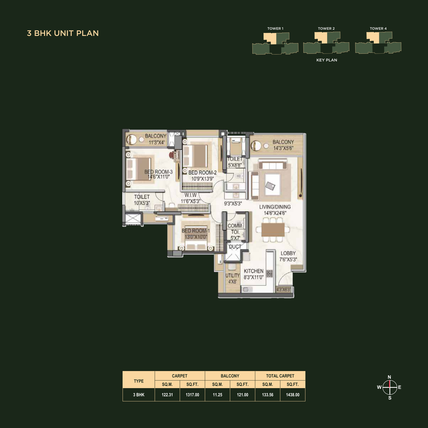 Official 3 BHK unit plan from Aleenta brochure