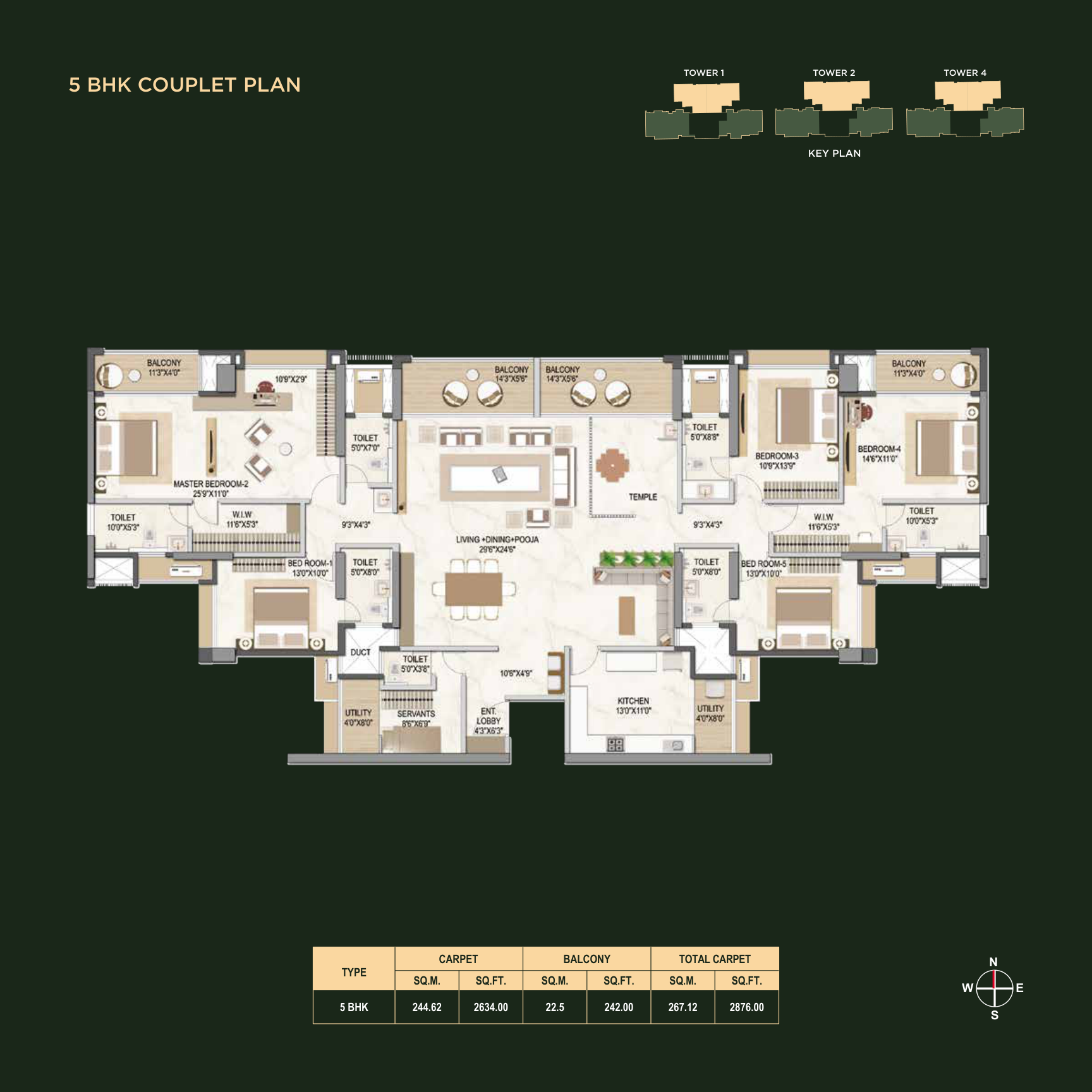 Official 5 BHK Couplet unit plan from Aleenta brochure