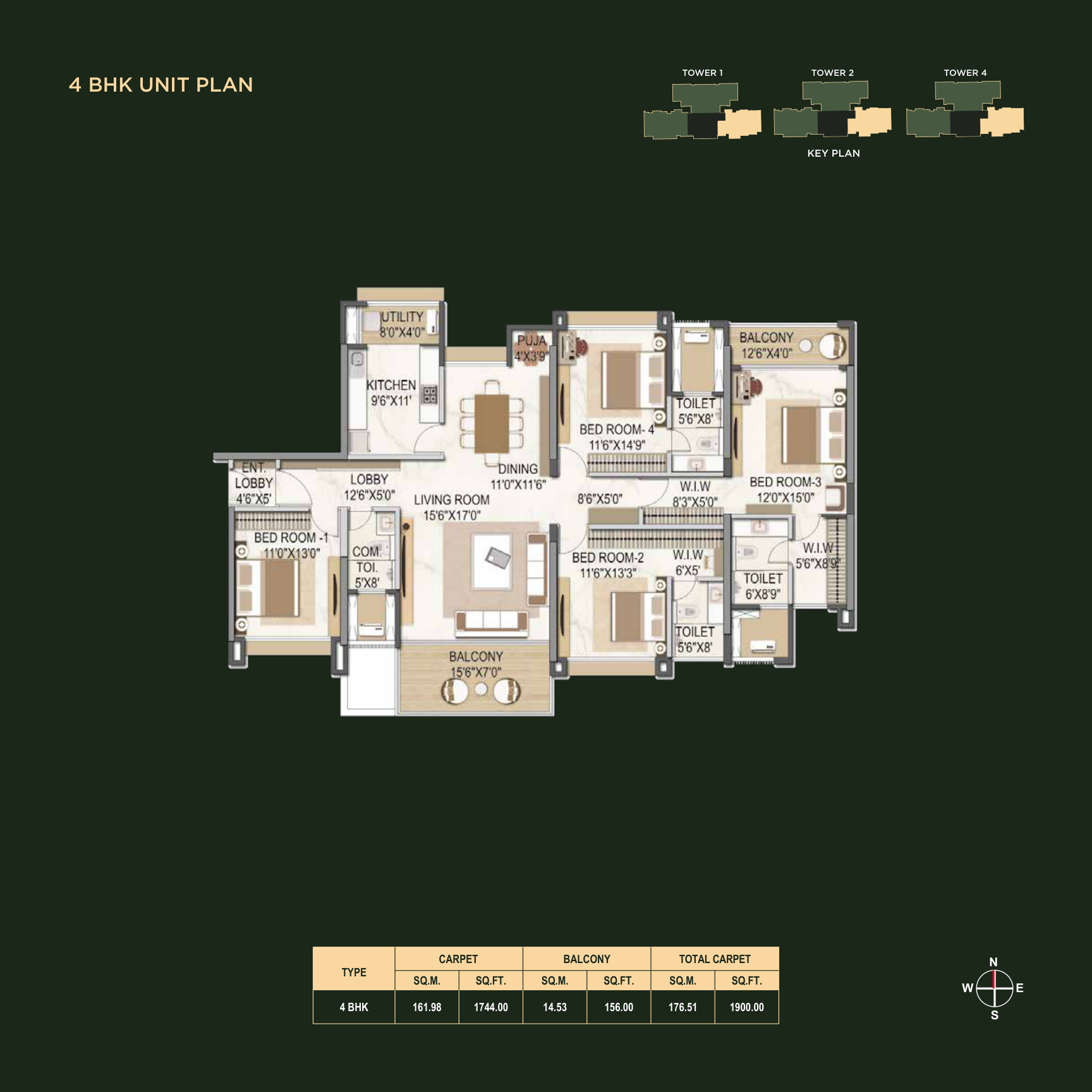 Official 4 BHK unit plan from Aleenta brochure